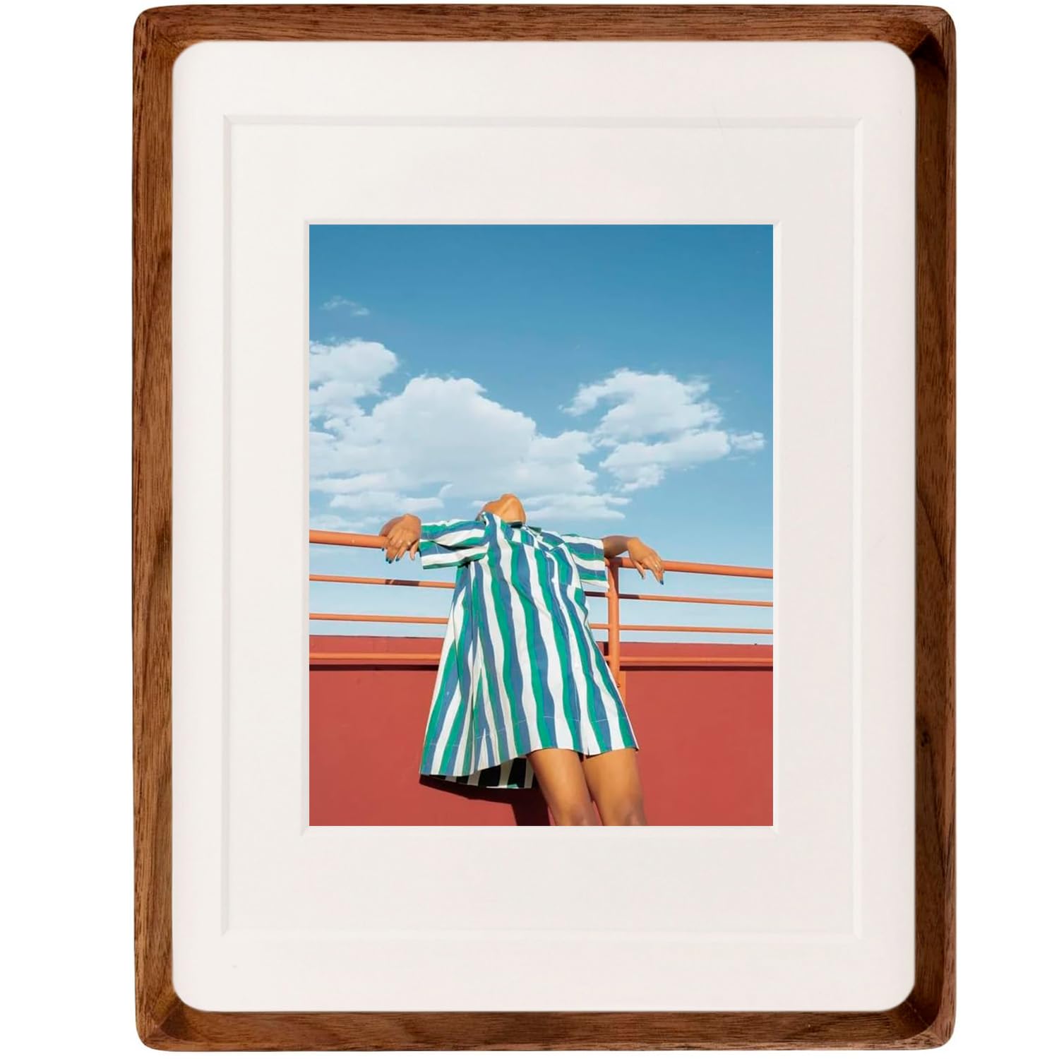 FLECHAZO 8x10 Picture Frame Wood with 5x7 and 6x8 Mat,Natural Solid Walnut Wooden Photo Frames 8 by 10 for Tabletop or Wall Disp
