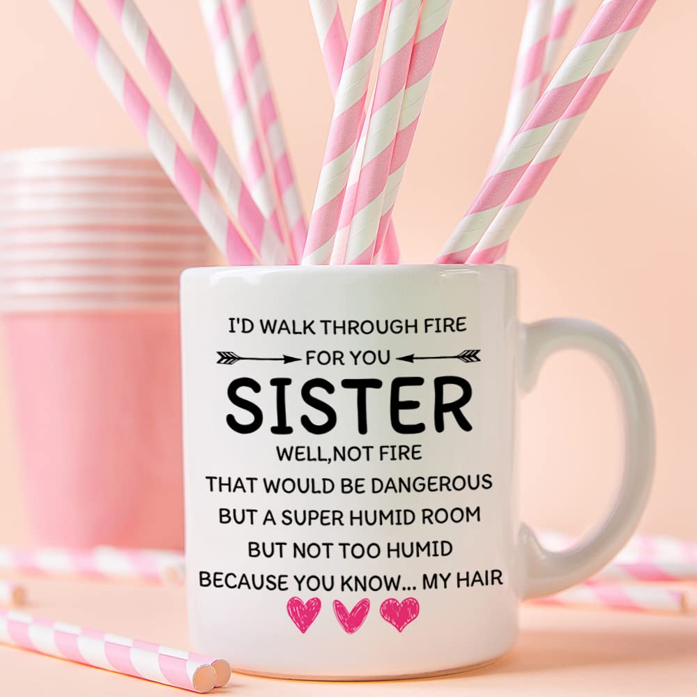 Fatbaby I'D Walk Through Fire For You,Funny Coffee Mug Gifts For Sisters Women,Great Birthday Gifts Idea For Sisters,Sister Chri