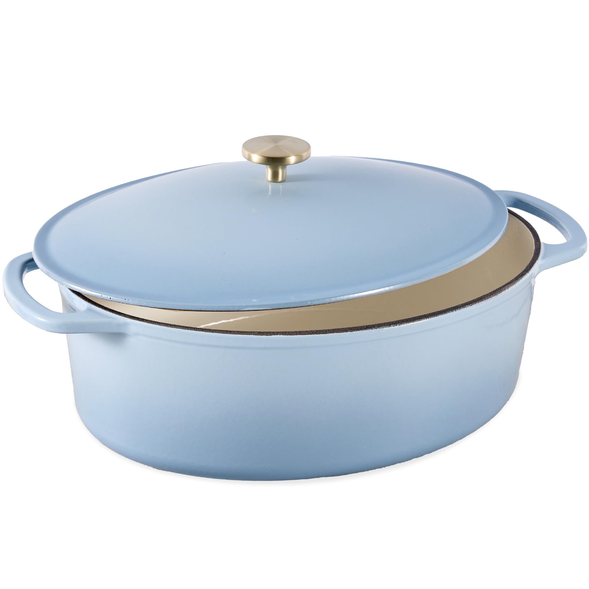 Best Choice Products Oval 7.5 Quart Enamel Cast-Iron Dutch Oven, Heavy-Duty Pre-Seasoned For Baking, Cooking W/Side Handles - Co
