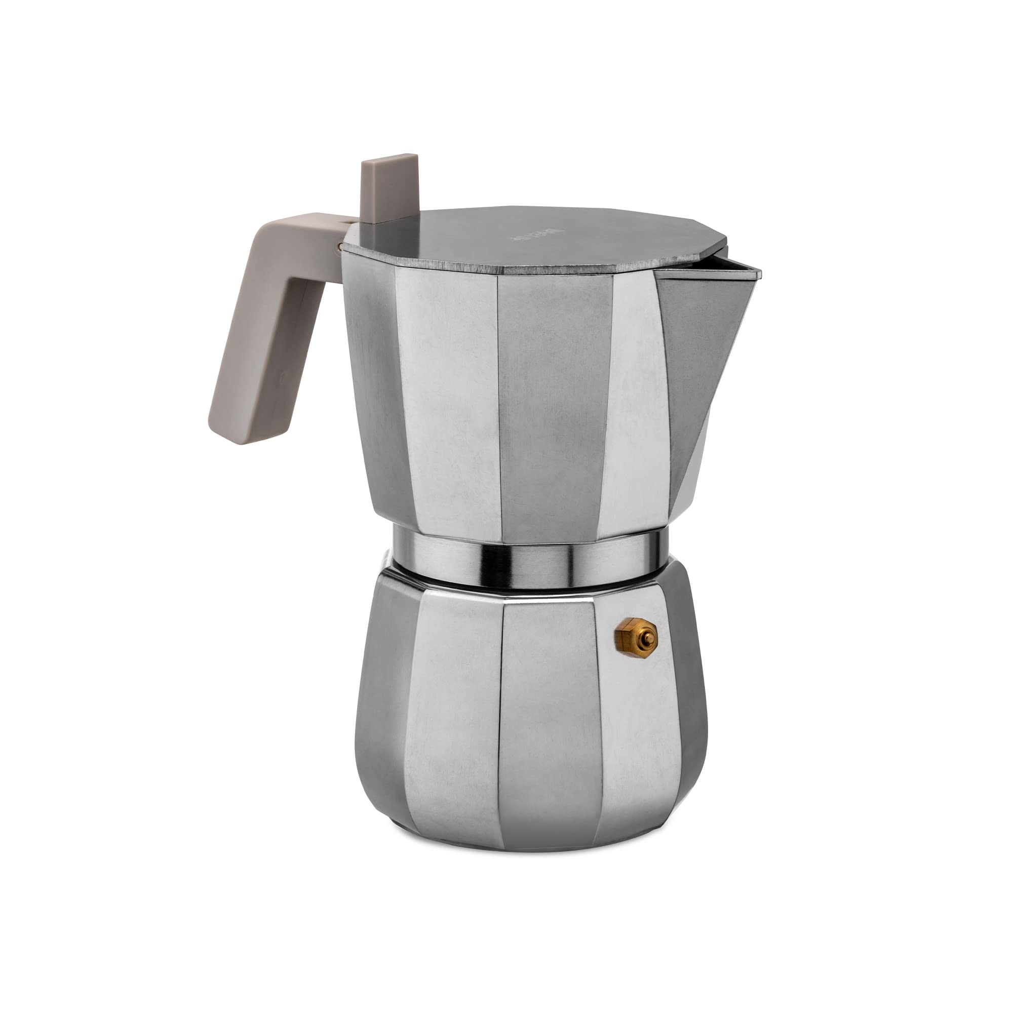 Moka, Espresso Coffee Maker In Aluminium Casting. Handle And Knob In Pa, Grey. Magnetic Steel Bottom Suitable For Induction Cook