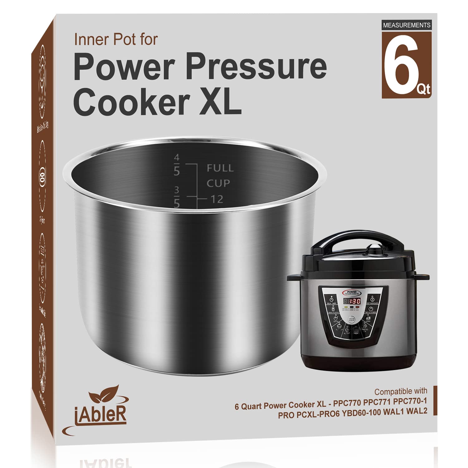 Genuine 6Qt Power Cooker Xl Replacement Inner Pot Compatible With 6 Quart Power Pressure Cooker Ppc770 Ppc771 Ppc7701 Pro Pcxl