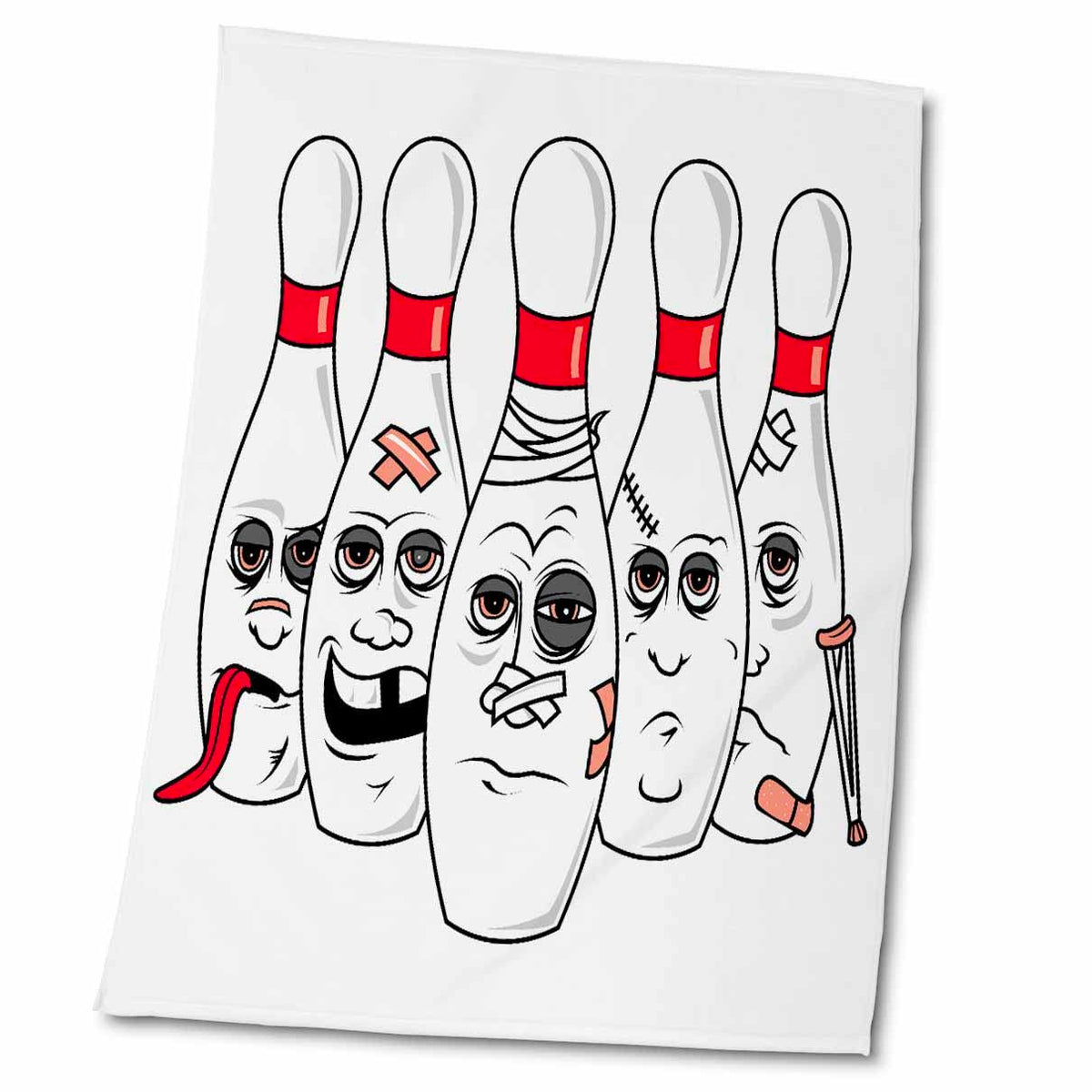 3Drose Funny Busted Up Injured Bowling Pins Cartoon Sports Design - Towels (Twl-116311-2)
