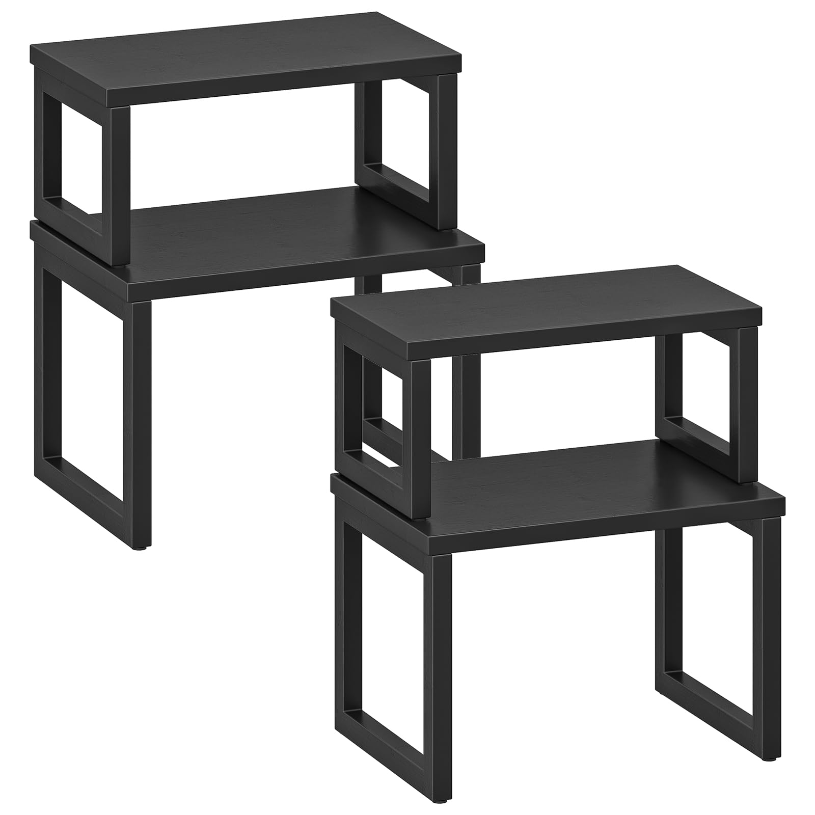HOOBRO Cabinet Organizer Shelf, Set of 4 Kitchen Counter Shelves, Expandable Kitchen Storage, Stackable Spice Rack, for Kitchen,