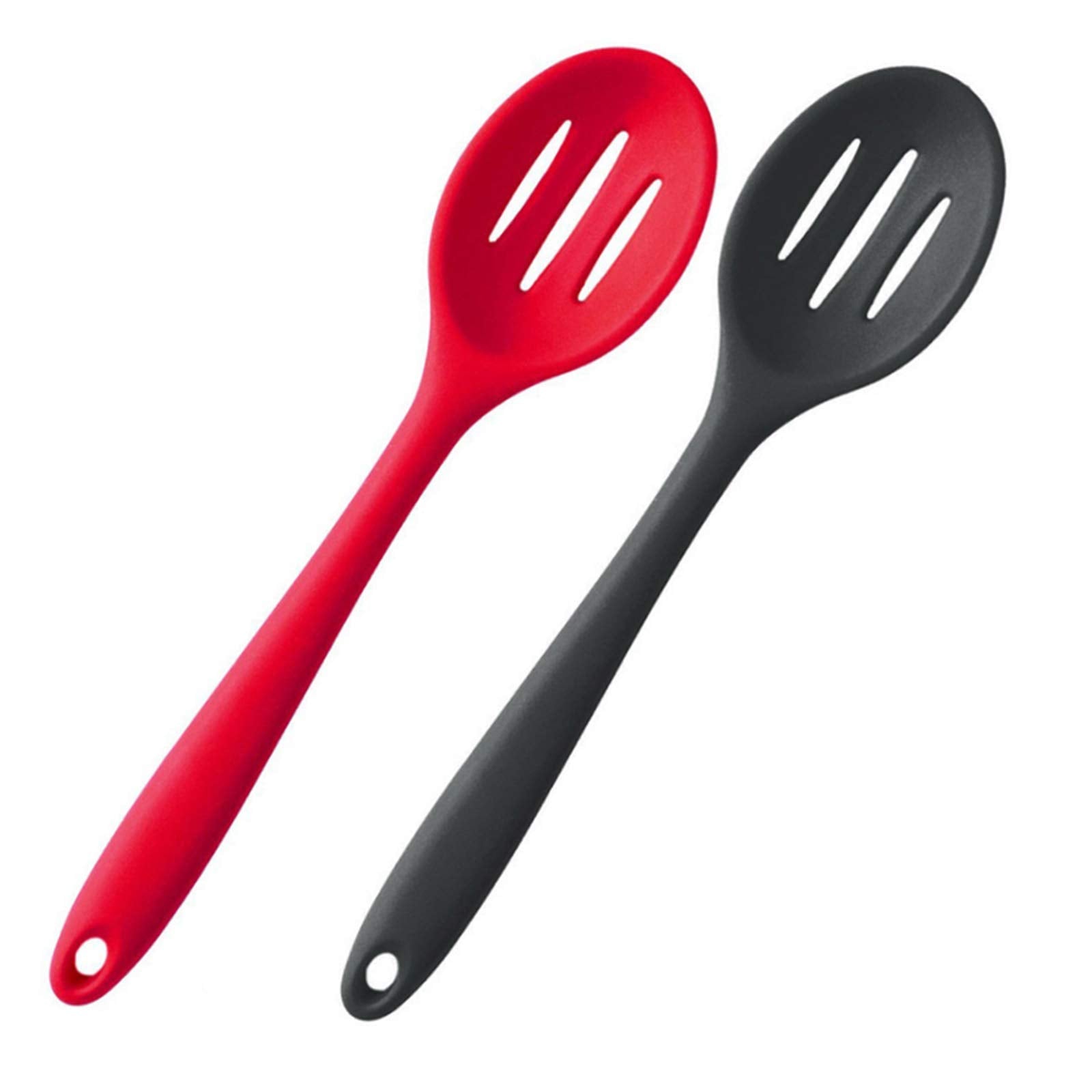 Silicone Nonstick Slotted Spoons Set 2,High Heat Resistant, Hygienic Design Cooking Baking Spoons Set for Cooking Stirring, Mixi