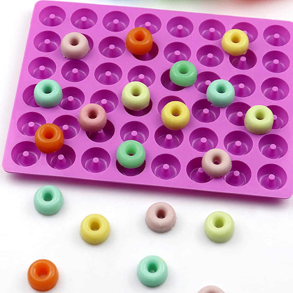 JOERSH Gummy Loop Molds  4 Silicone Candy Molds with 4 Droppers  Non-Stick Mini Donut Pans for Gummy Rings  Fruit Loop Gummies  Cereal Loops