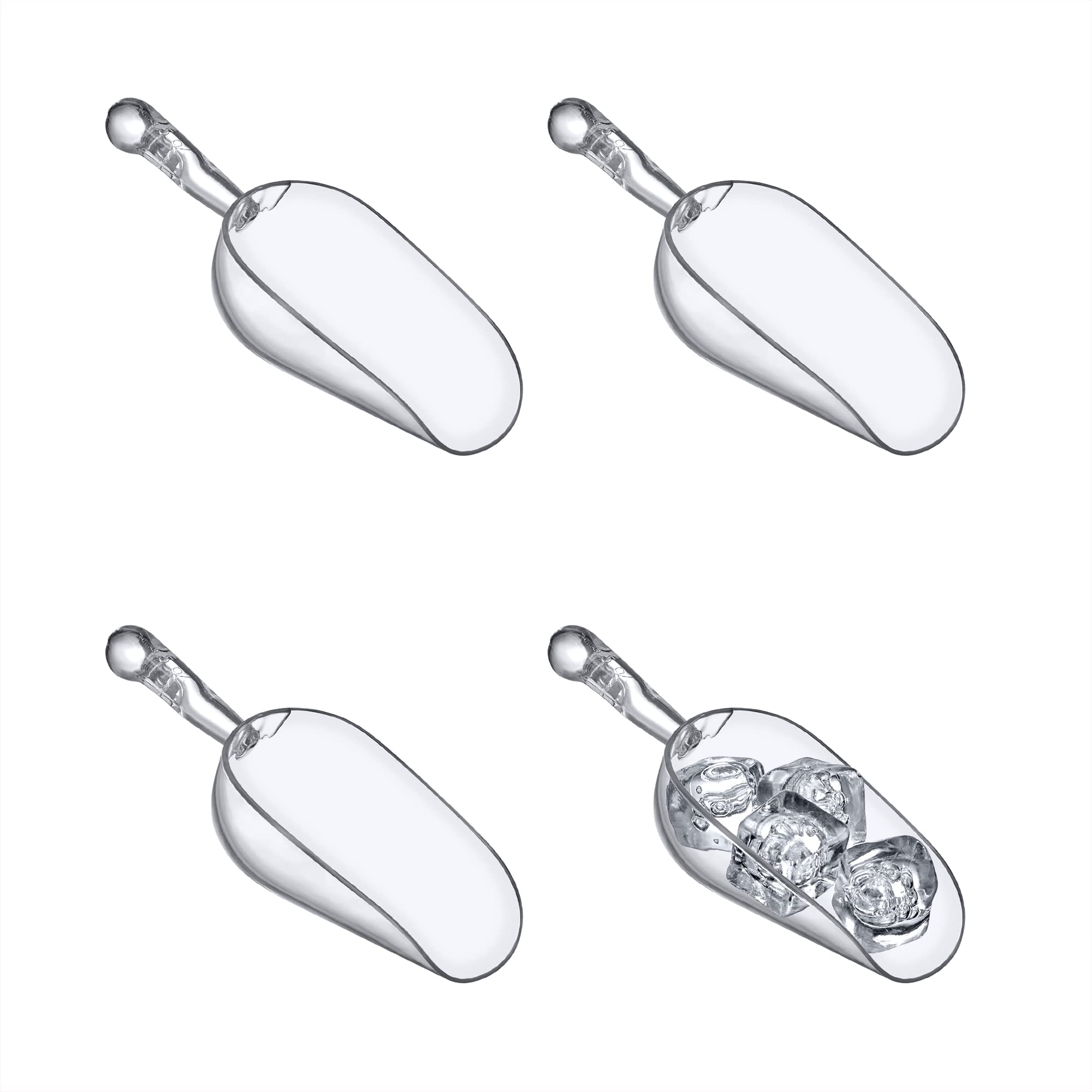 Amazing Abby - Elsa - 5-Ounce Plastic Ice Scoops (Set Of 4), Plastic Utility Scoops, Bpa-Free, Food-Grade, Shatter-Proof, Good F