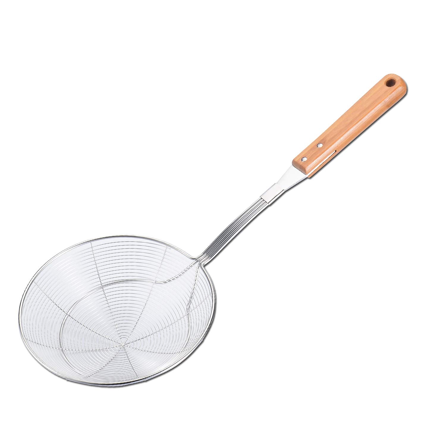 Tenta Kitchen Stainless Steel Wire Strainer, Bamboo Handle (L Size, Over 7 Inch)