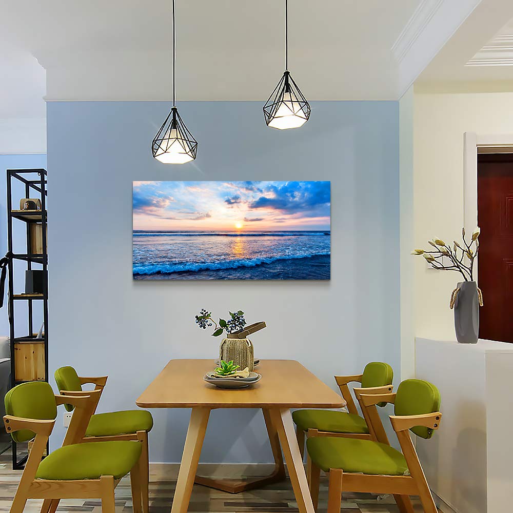 Canvas Wall Art for living room blue beach ocean sea waves landscape Wall Decor Ready to Hang Home Decorations bedroom kitchen bathroom inspirational Canvas prints posters painting wall mural Artwork