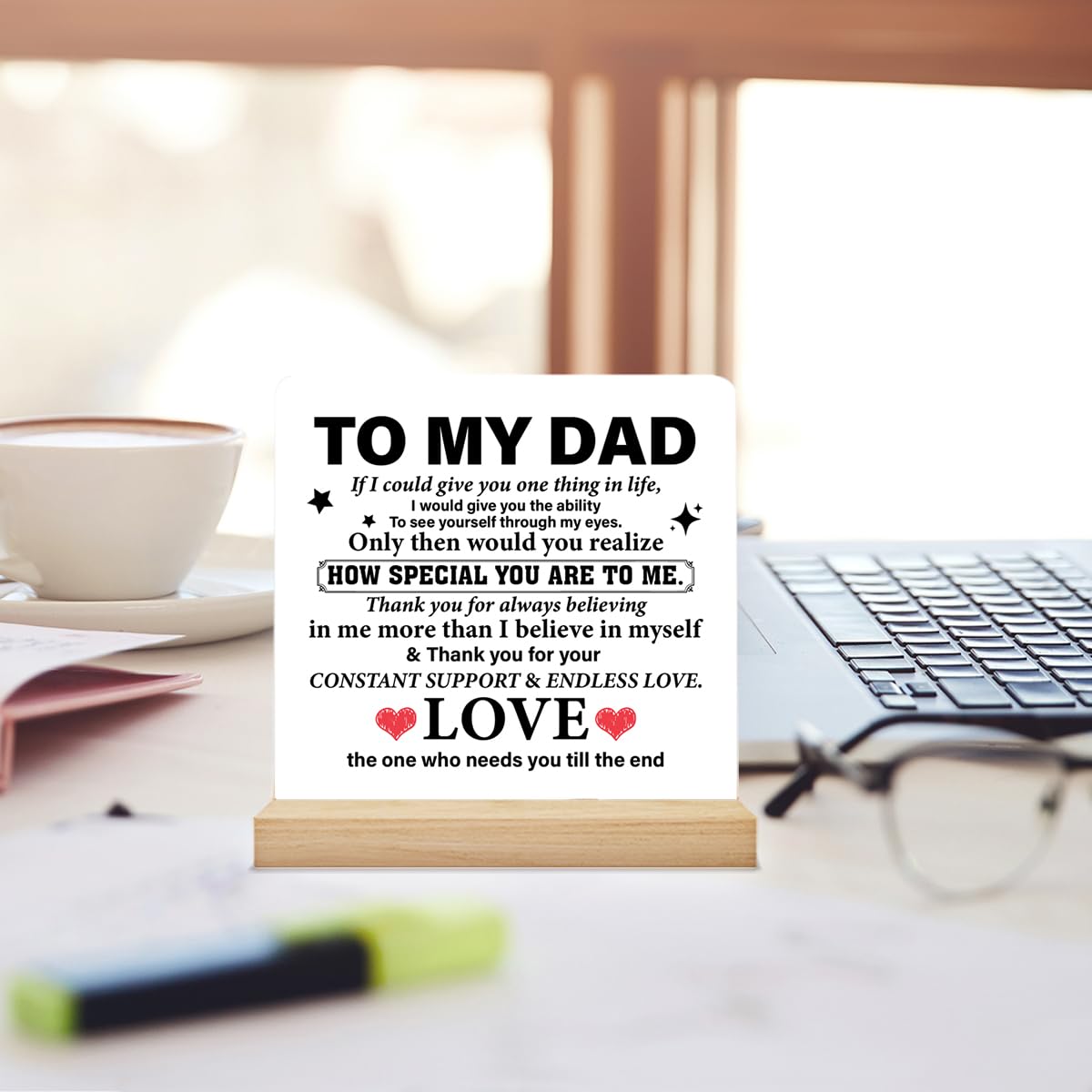 Acrylic Desk Plaque Sign - Best Dad Ever Gift for Christmas or Birthday From Daughter or Son