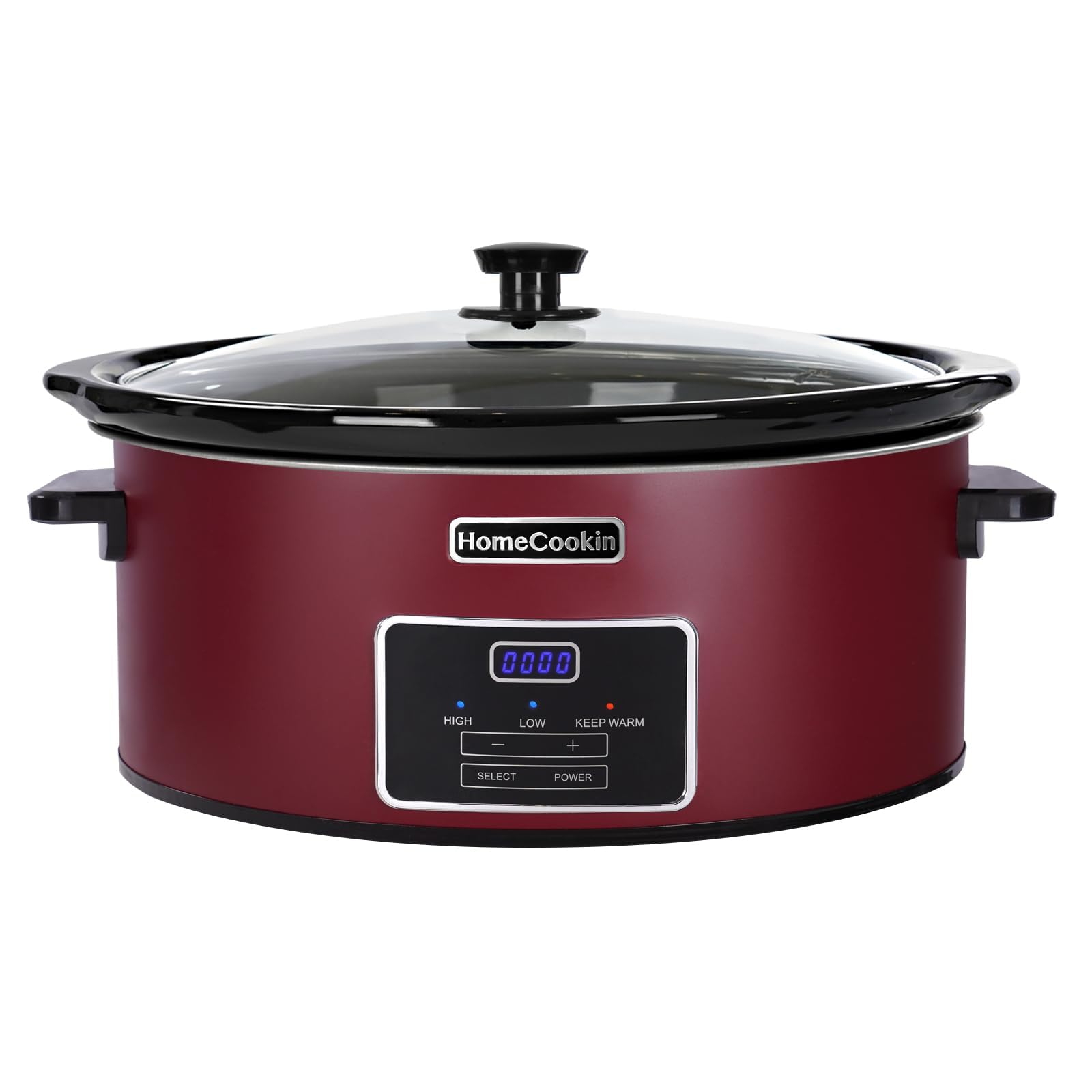 HOMECOOKIN 6 Quart Programmable Slow Cooker, Kitchen Appliances, Perfect Kitchen Small Appliance for Family Dinners, Red Stainle