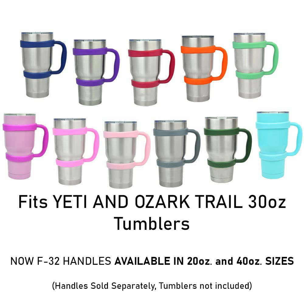 F-32 Handle - 19 Colors - 30Oz Size - Compatible With 30 Oz. Yeti And 30 Oz Ozark Trail Tumbler Travel Mug (30Oz, Midnight Black