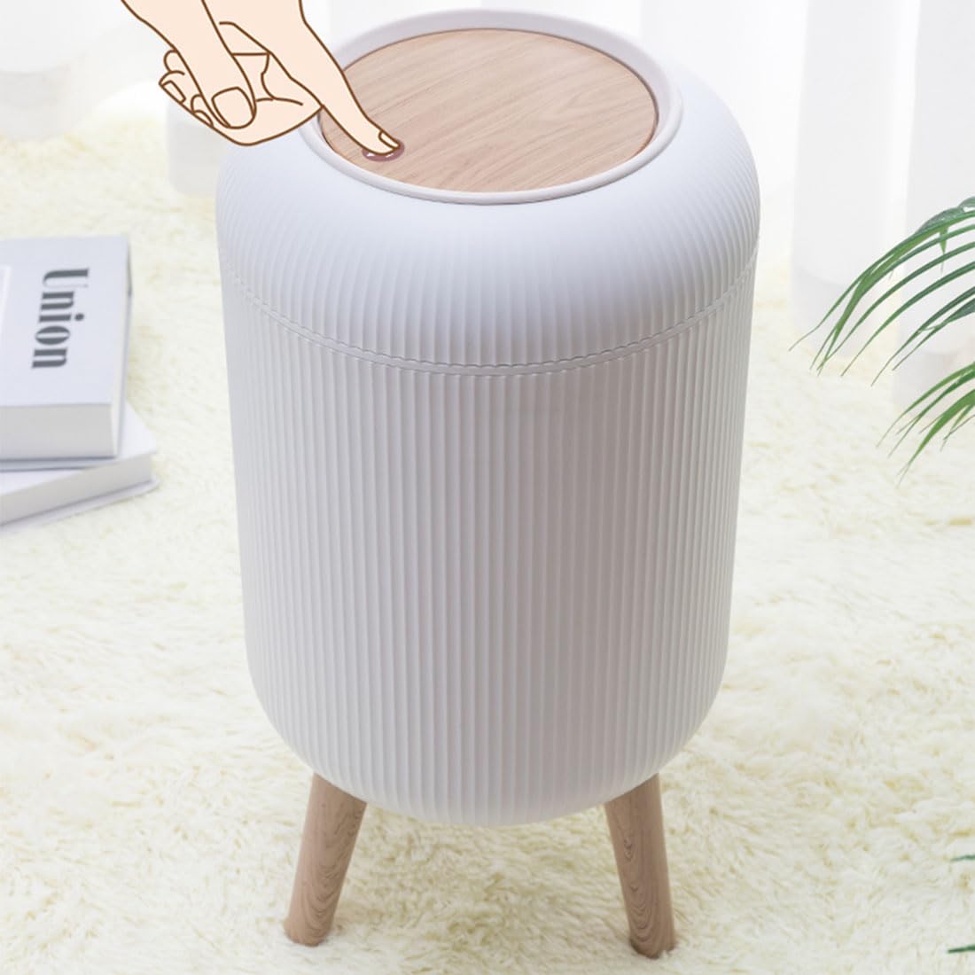 Uralfa Bathroom Trash Can With Lid, 3 Gallon / 11L Garbage Can With Pop-Up Lid, Small Dog Proof Trash Cans, Plastic Waste Basket