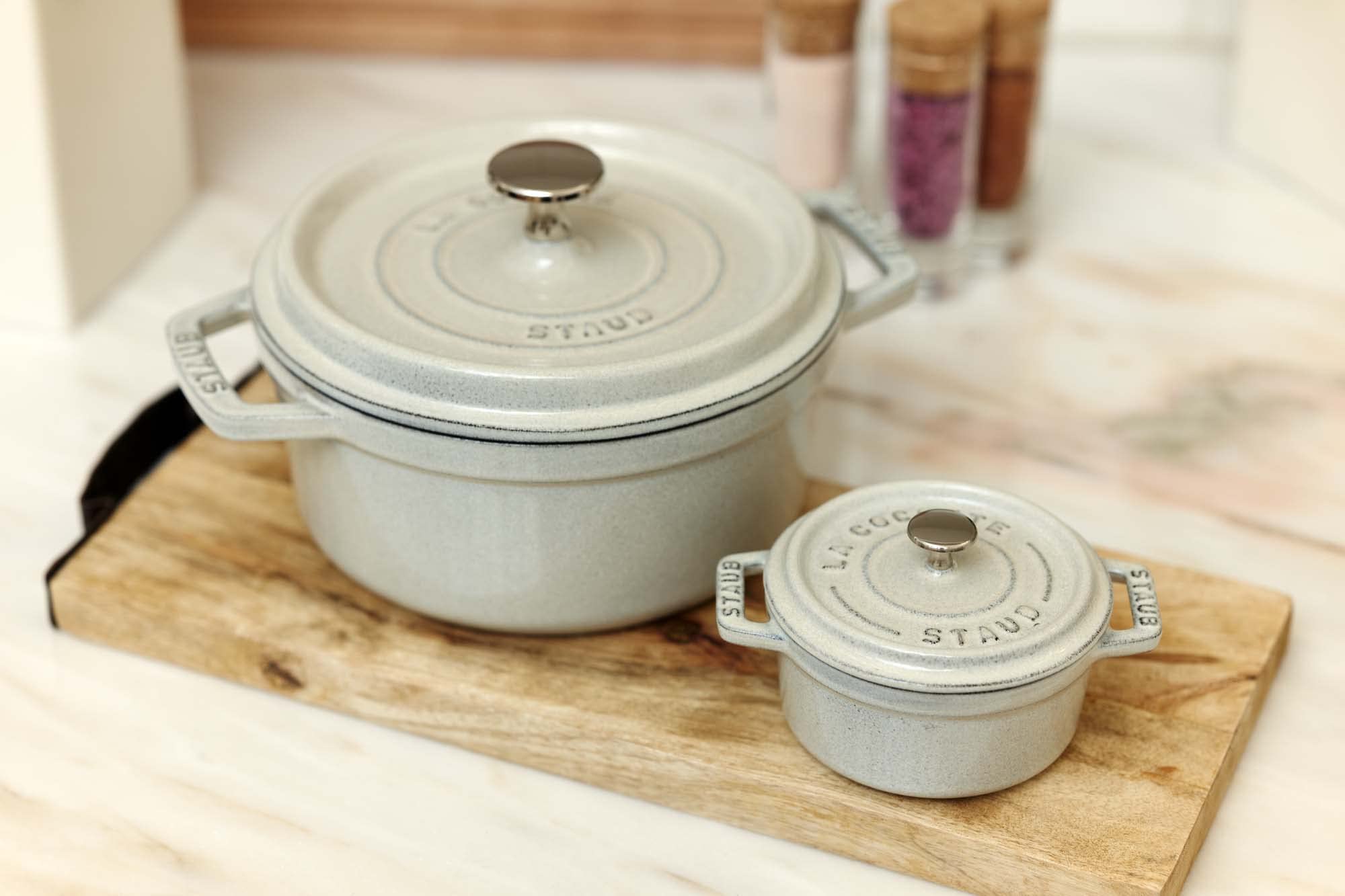 Staub Cast Iron 2.75-Qt Round Cocotte - White Truffle, Made In France