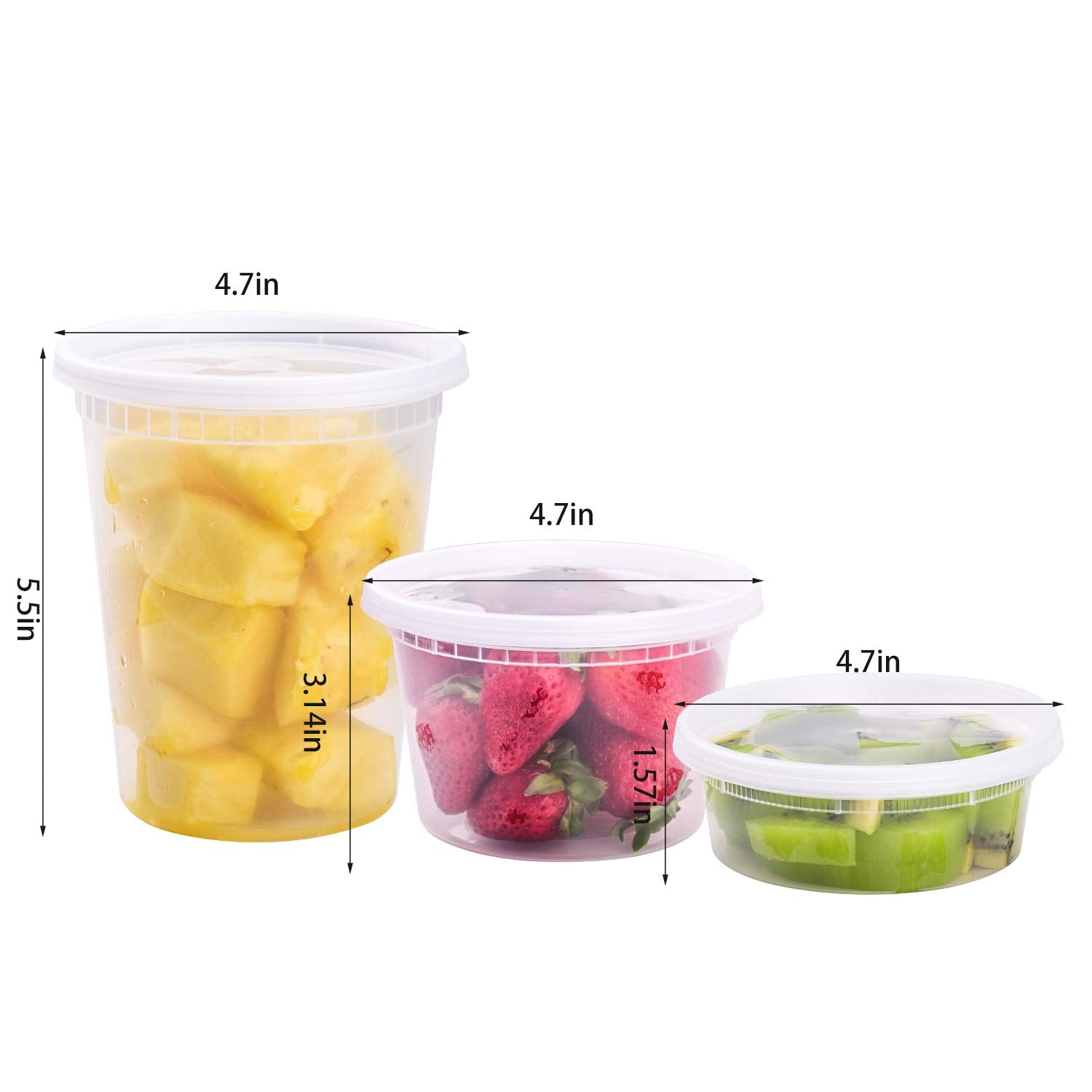 Tashibox [8 Oz,16Oz,32Oz,48Sets,16Sets Each Size Plastic Food Storage Containers With Lids Airtight,Bpa Free,Microwave/Dishwashe