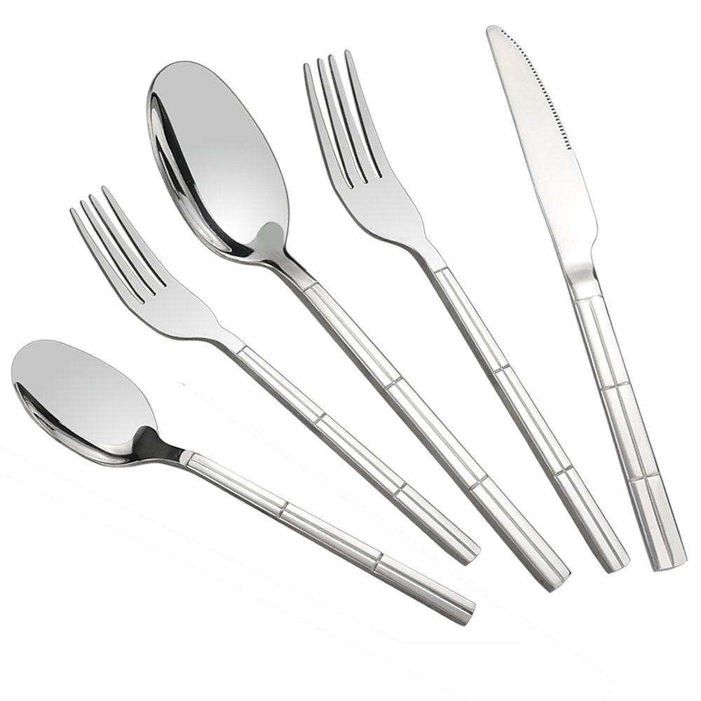 Lesbin 60-Piece Flatware/Cutlery, Stainless Steel Silverware, Service For 12