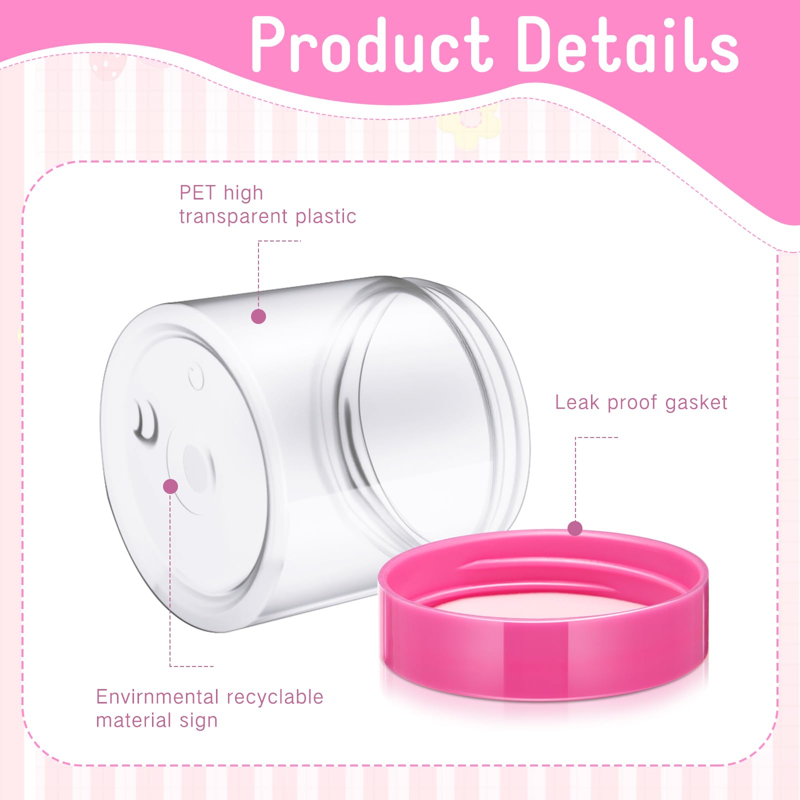 Satinior 12 Pack 8 Oz Plastic Container Jars With Lids Round Clear Travel Cosmetic Container Slime Jars For Toiletries, Lotion,