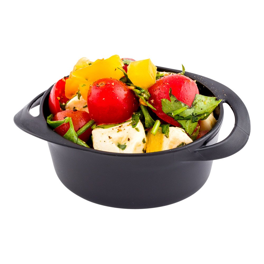 Restaurantware 3 Ounce Mini Serving Dishes 100 Disposable Mini Appetizer Dishes - Built-In Handles Rectangle Black Plastic Mini