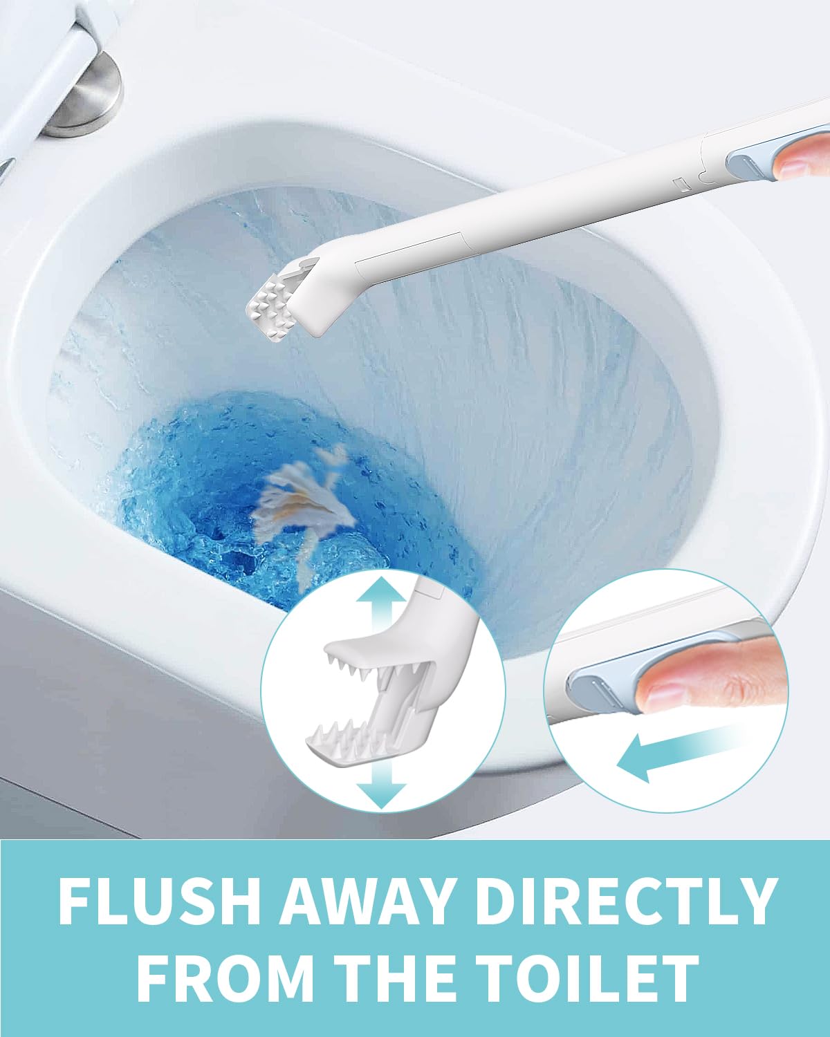 Air U+ Disposable Toilet Brush Wand Starter Kit For Scrubbing Bubbles Flushable Refills, Wall Mount Toilet Cleaning System, 1 To