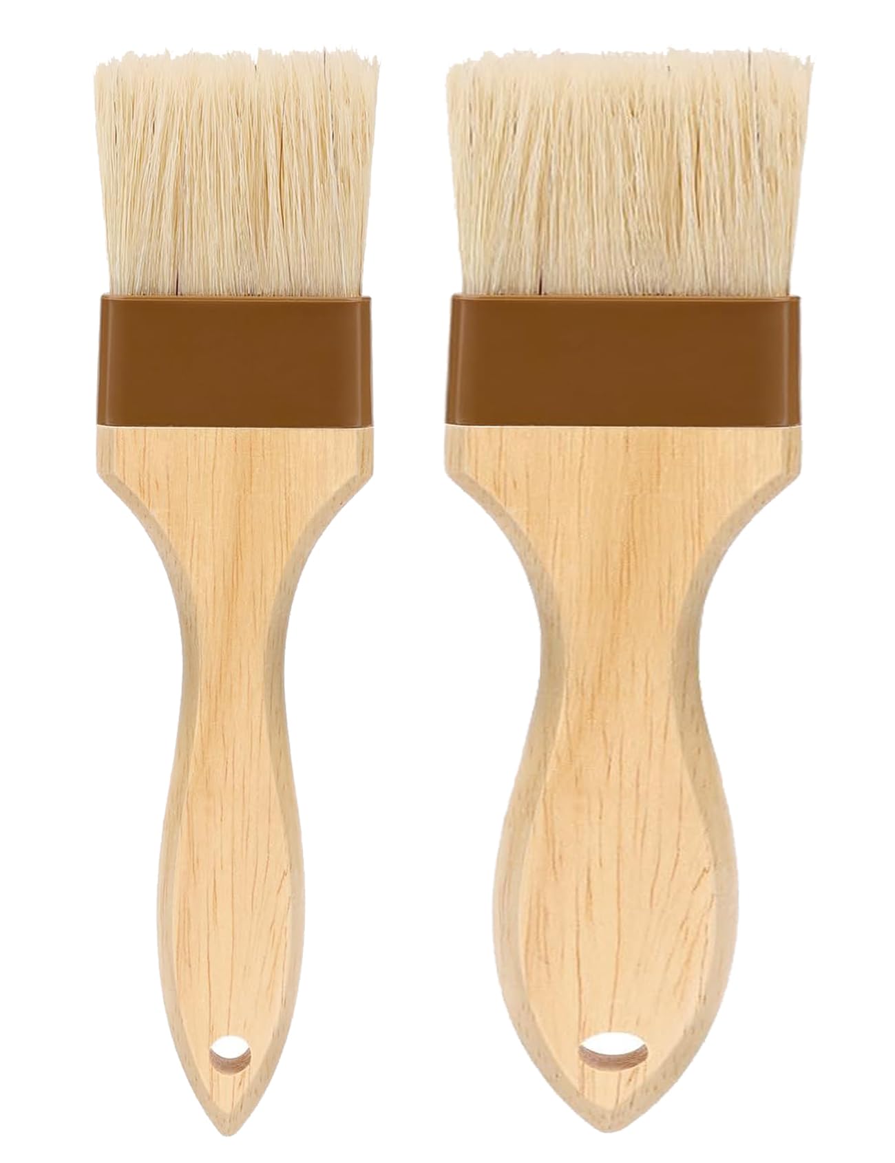 Pastry Brush,2'' &1.5'' Basting Brush For Cooking,Natural Bristle Cooking Brush For Oil Sauce,Non-Shedding Pastry Brush For Baki