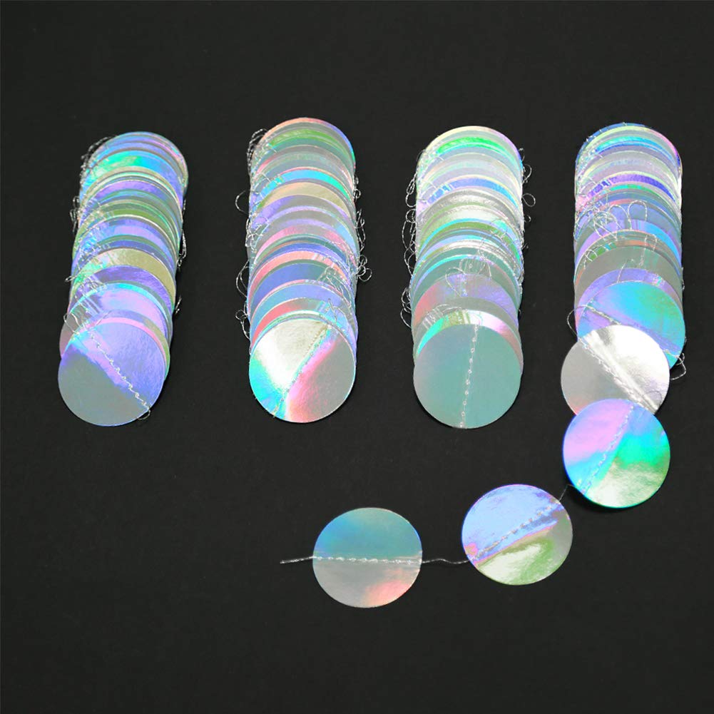 Cheerland Holographic Circle Garlands Iridescent Party Supplies Hanging Streamer Backdrop Mermaid Theme Birthday Decorations Bab