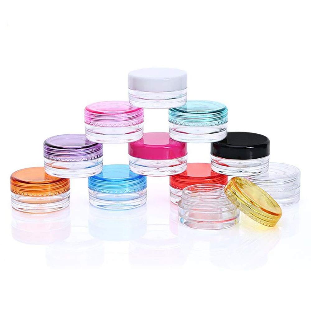 Aliotech 10Pcs Empty Cosmetic Containers Round Cosmetic Sample Pots Jars Makeup Containers With Multi Color Top Lid(5 Gram)
