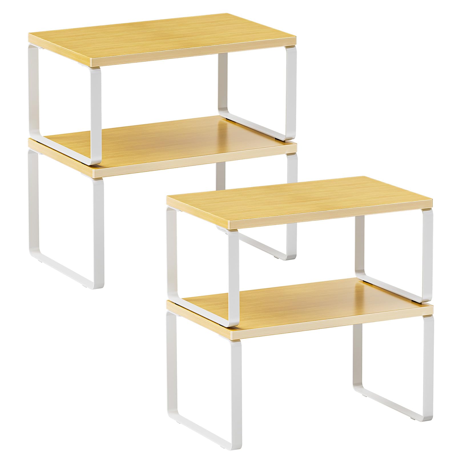 LAMU Cabinet Organizer Shelf, Set of 4 Stackable Spice Rack