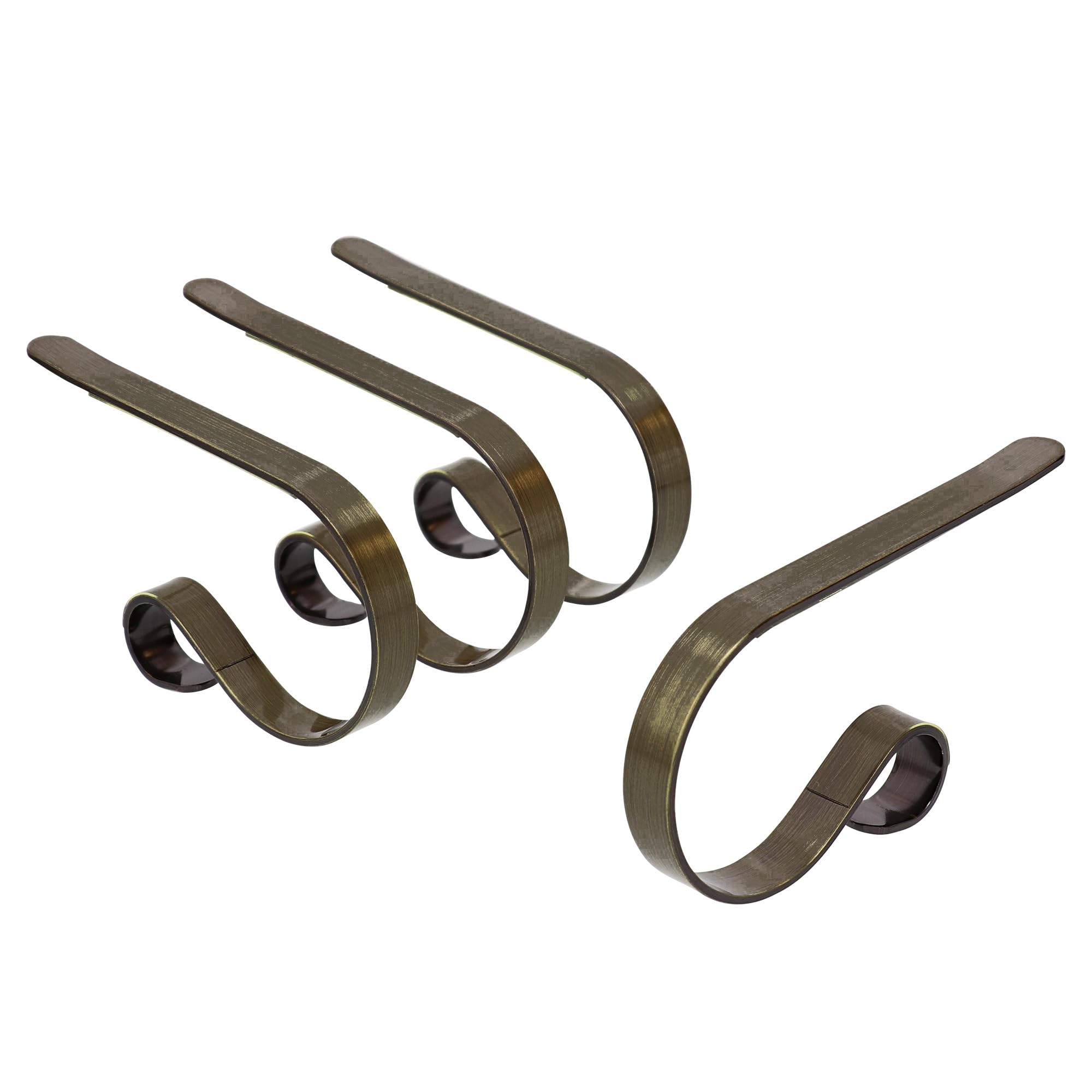 Haute Decor The Original MantleClip Stocking Holder - 4 Pack (Antique Brass) - Hang Christmas Stockings Safely and Securely from
