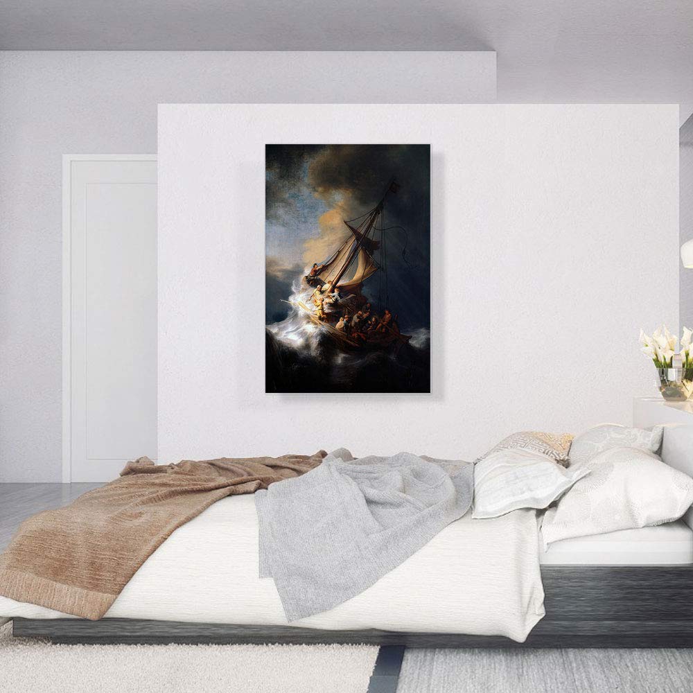 Artcanvas Christ In The Storm On The Sea Of Galilee 1633 Canvas Art Print Stretched Framed Painting Picture Poster Giclee Wall D