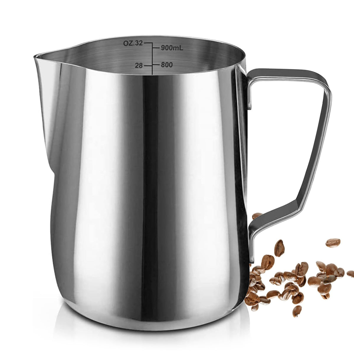 Sikemay Milk Frothing Pitcher Cup, 32Oz/900Ml Milk Frother Cup Stainless Steel Steaming Pitcher Milk Jug Coffee Latte Art Cappuc