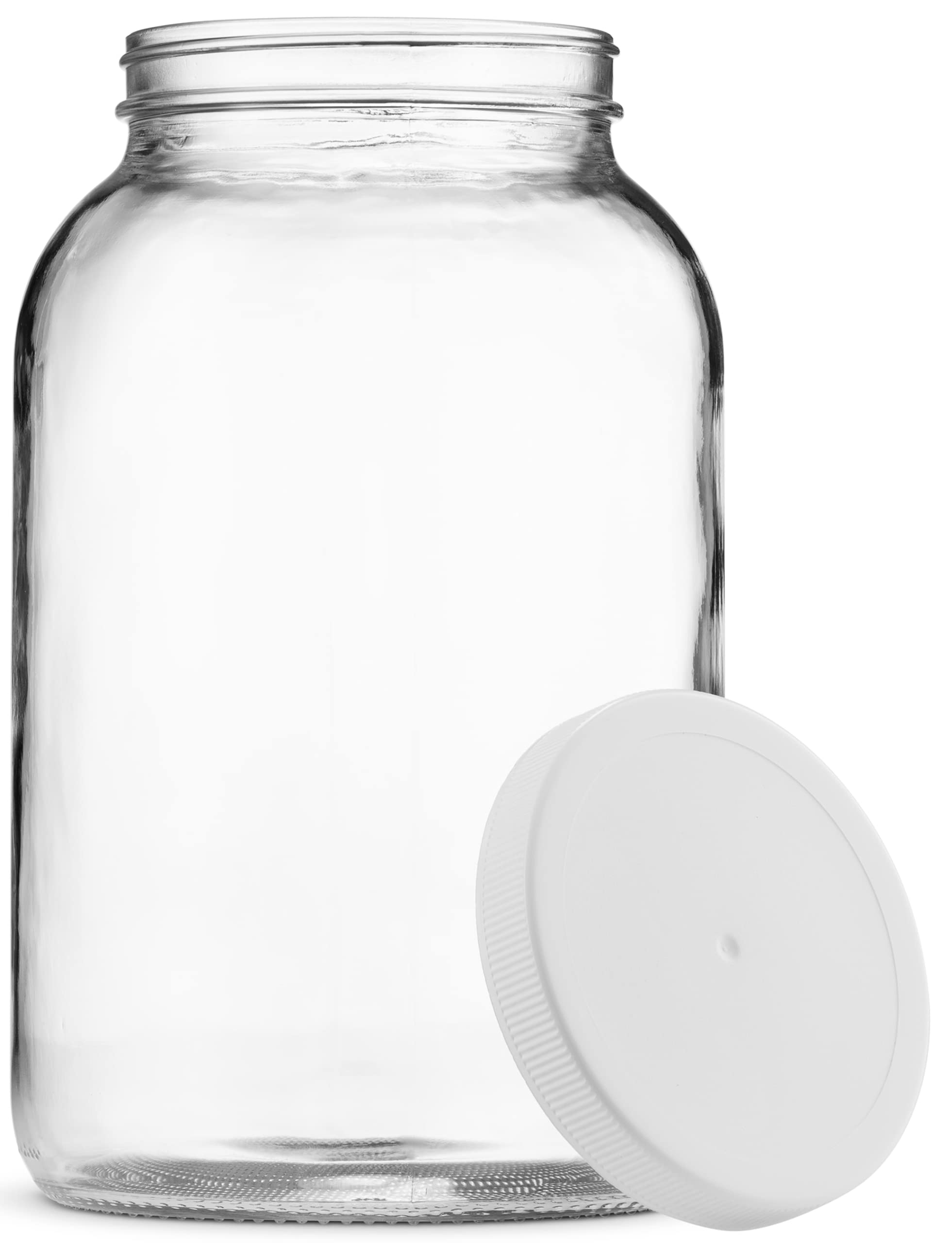Paksh Novelty 1-Gallon Glass Jar Wide Mouth with Airtight Plastic Lid - USDA Approved BPA-Free Dishwasher Safe Mason Jar for Fer