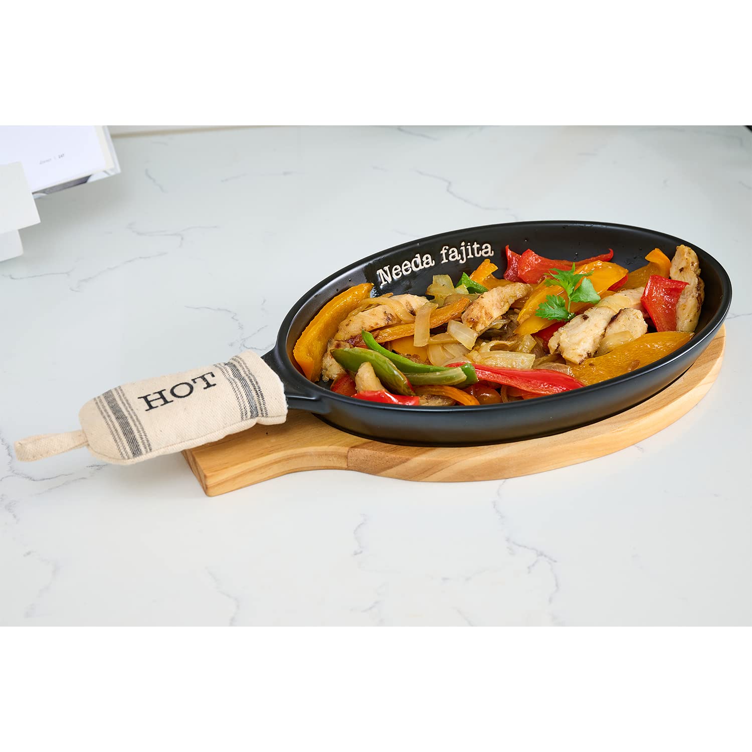 Mud Pie Circa Fajita Skillet Set, Black, 13 1/2'' X 7'' Dia