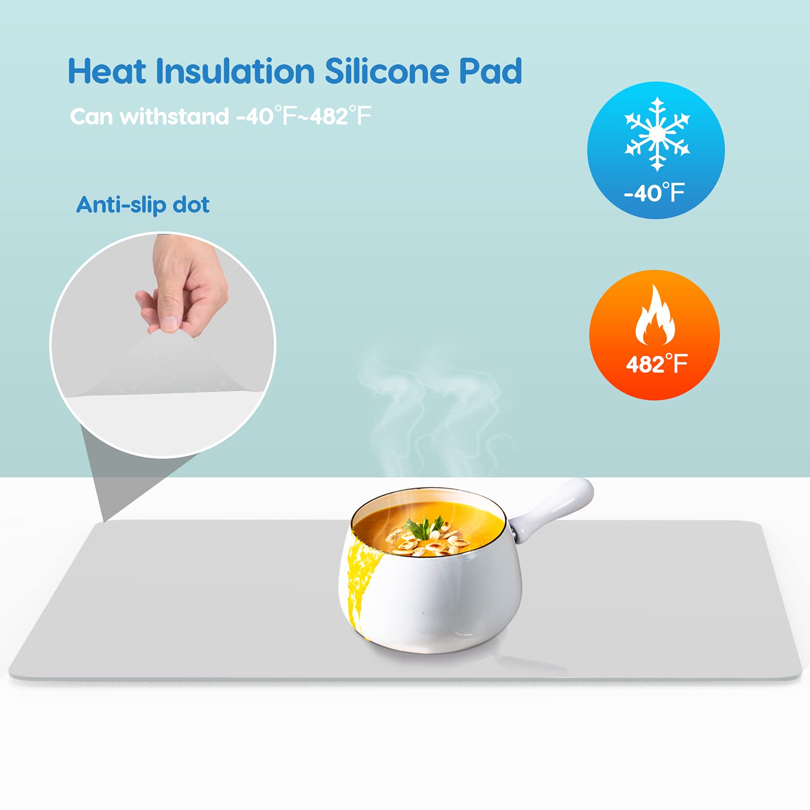 Aechy Extra Large Silicone Mat 36   X24   X0.08   , Multipurpose Silicone Mat Thick Heat Resistant Mat Shipped Rolled Up Kitchen