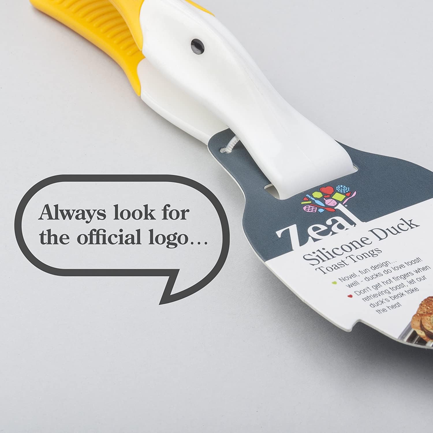 Zeal Duck Toast Tongs - White, Model J202W, Perfect for Serving and Cooking