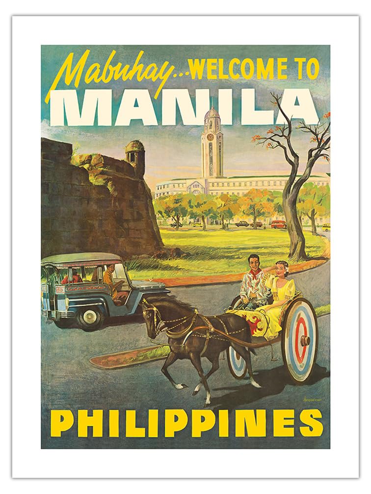Manila Philippines - Mabuhay (Welcome) - Vintage Travel Poster C.1950S - Fine Art Matte Paper Print (Unframed) 18X24In