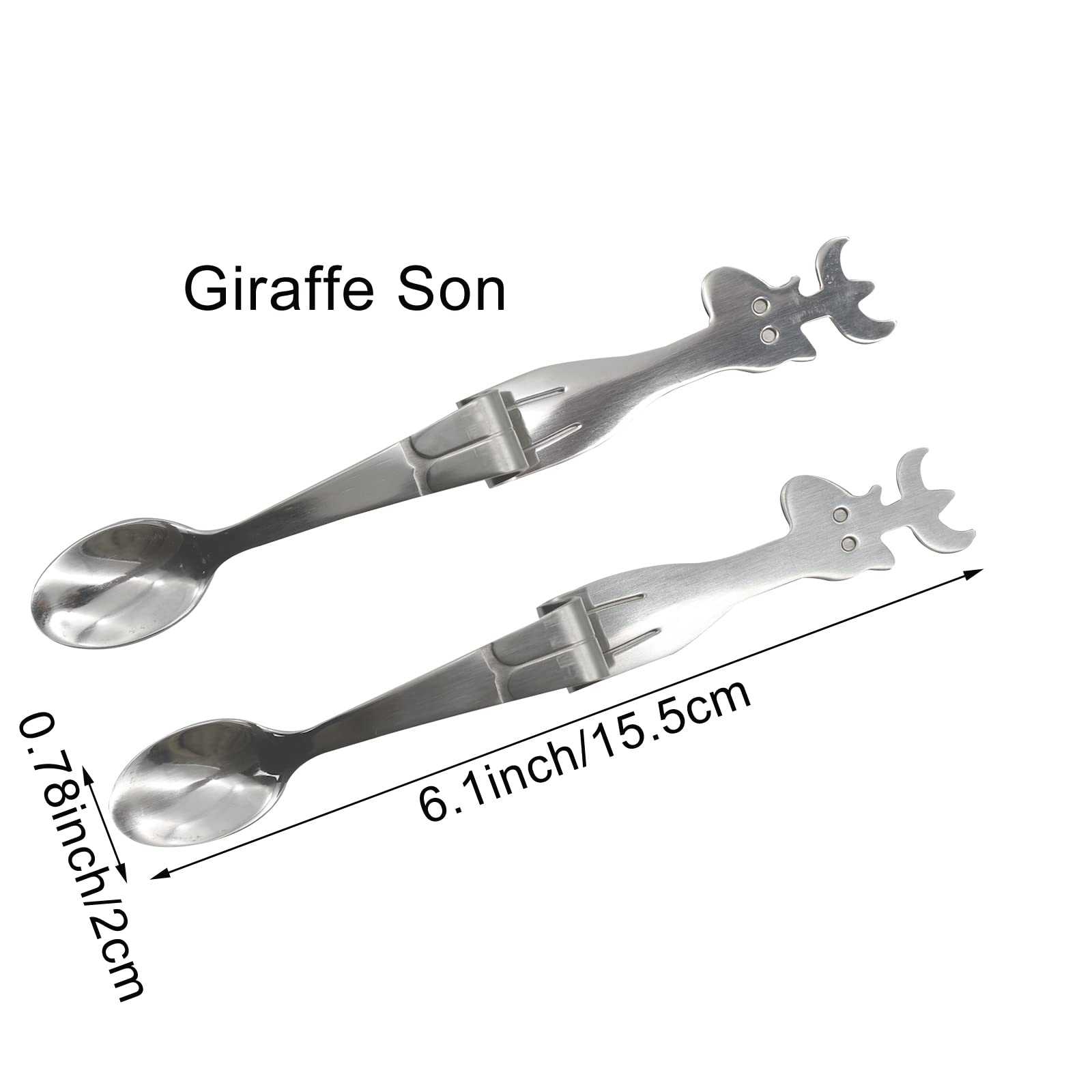 Pinenjoy 4Pcs Giraffe Hanging Cup Spoon 18/10(304) Stainless Steel Ice Cream Scoop For Mixing Drink Tea Coffee Dessert (Daddy Gi