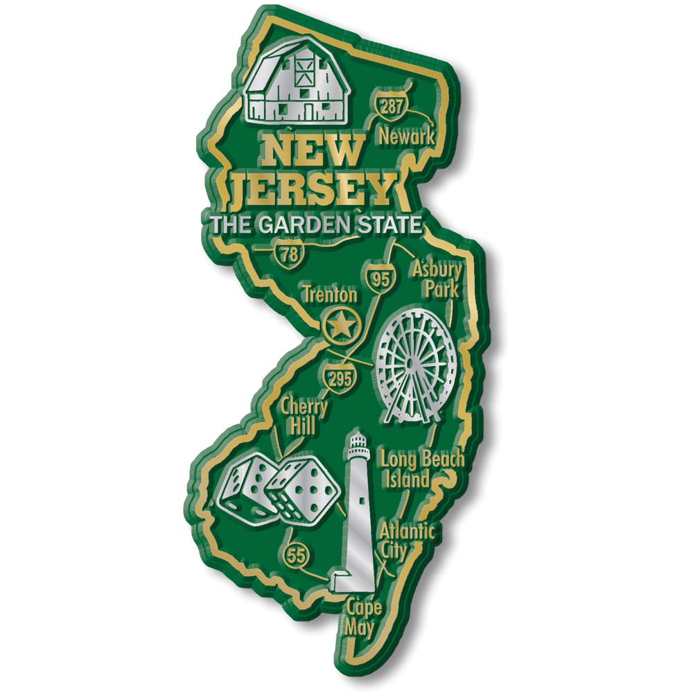 New Jersey Giant State Magnet by Classic Magnets, 2.2 x 4.8, Collectible Souvenirs Made in The USA