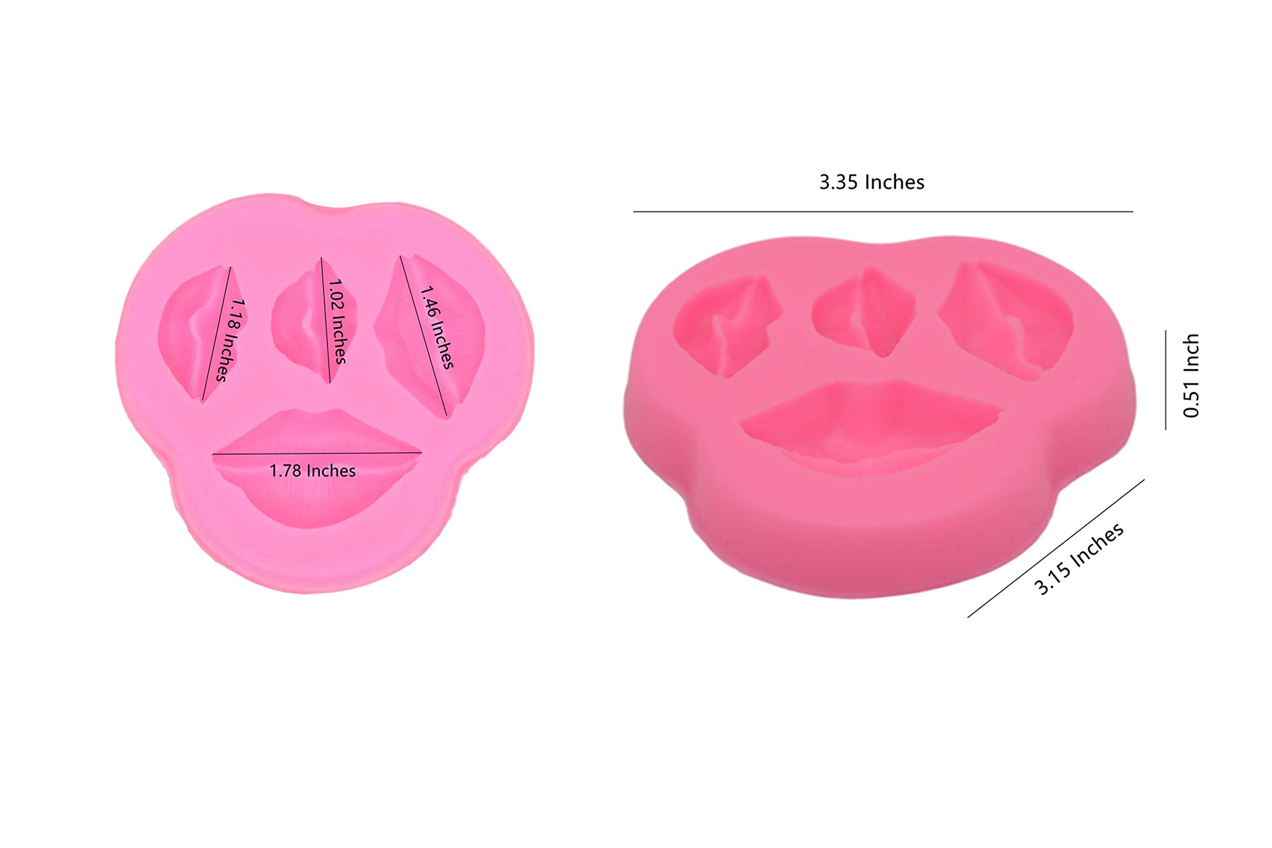 Feilibay 3 Pack Silicone Fondant Cake Molds, Rose Flower, Lips, Heart Shape Candy Molds Set For Chocolate Making, Cake, Valentin
