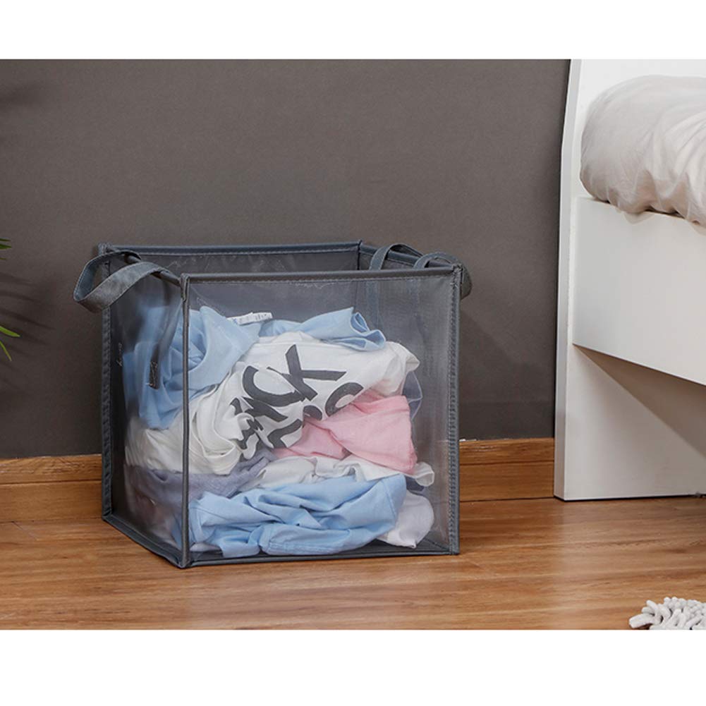 Laundry Hamper Bag with Handles Portable &Collapsible Dirty Clothes Mesh Basket Foldable for Washing Storage  Kids Room Dorm or Travel (Black  Single-Layer)