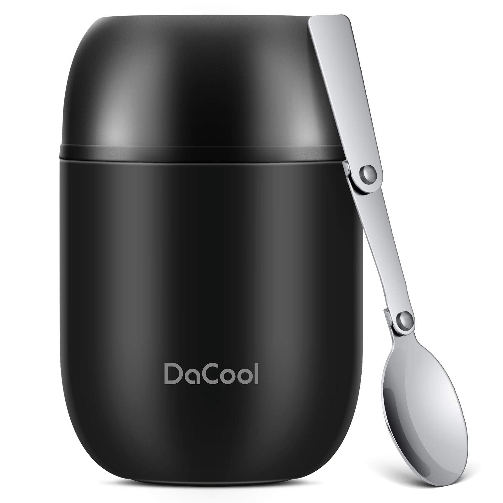 DaCool Insulated Lunch Container Insulated Food Jar 16 oz Stainless Steel Vacuum Bento Hot Lunch Box for Kids with Spoon Leak Pr