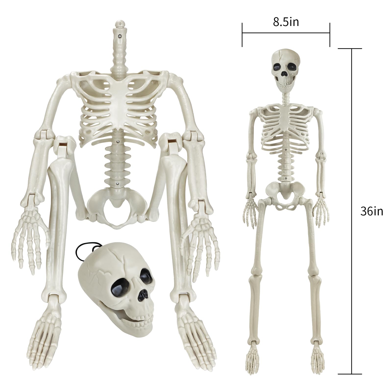 Halloween Skeleton Decorations,36'' Posable Human Skeleton Decorations For Halloween Party Decor, Haunted House Props Indoor Out