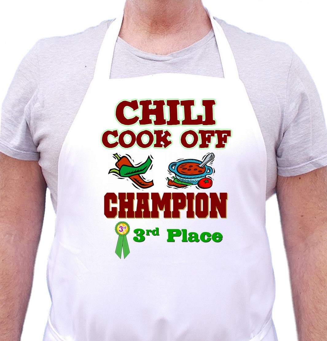 Third Place Chili Cook Off Champion White Bib Aprons