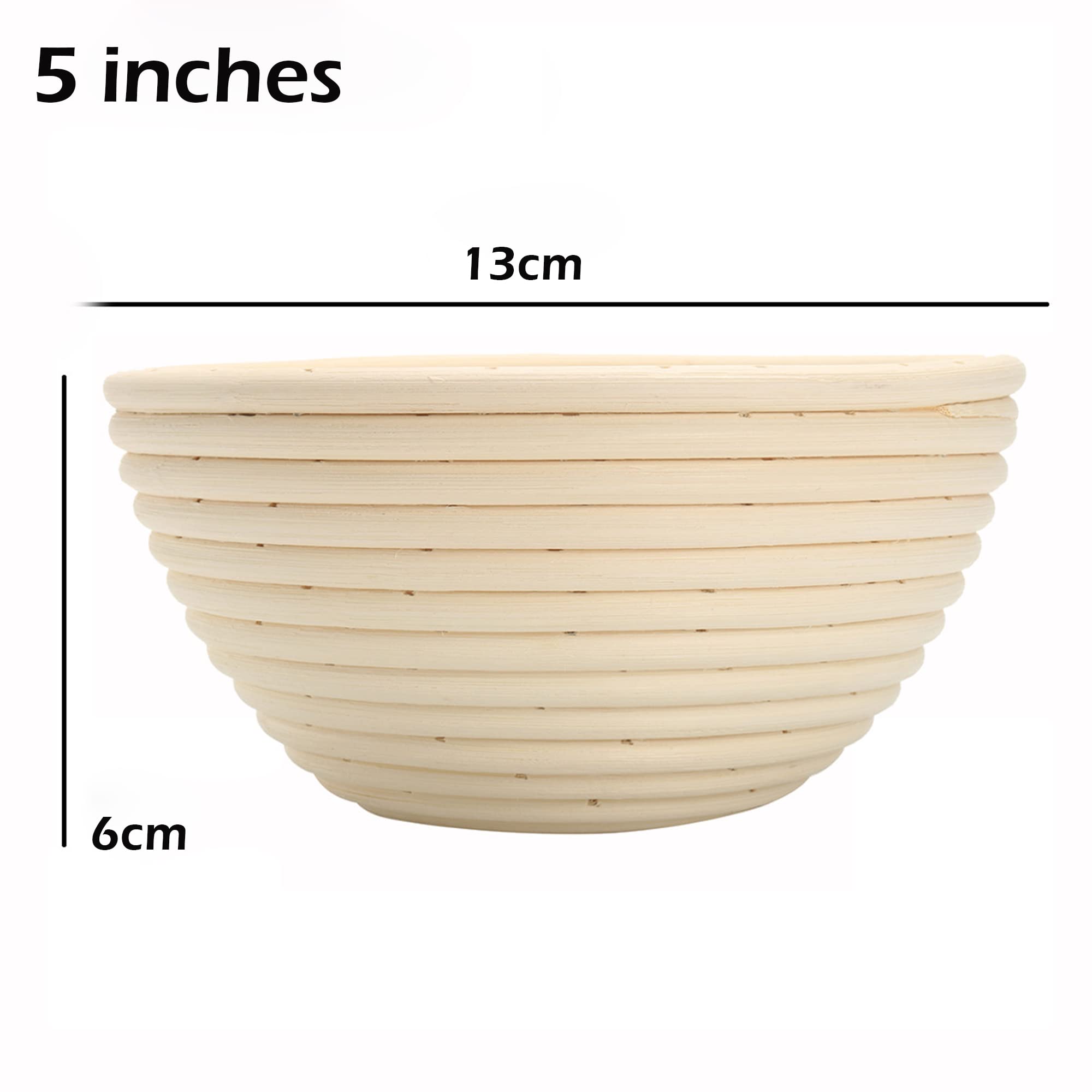 6Pcs 5'' Banneton Proofing Basket Round Bread Brotform With Liner Eco-Friendly Natural Rattan For Professional & Home Bakers