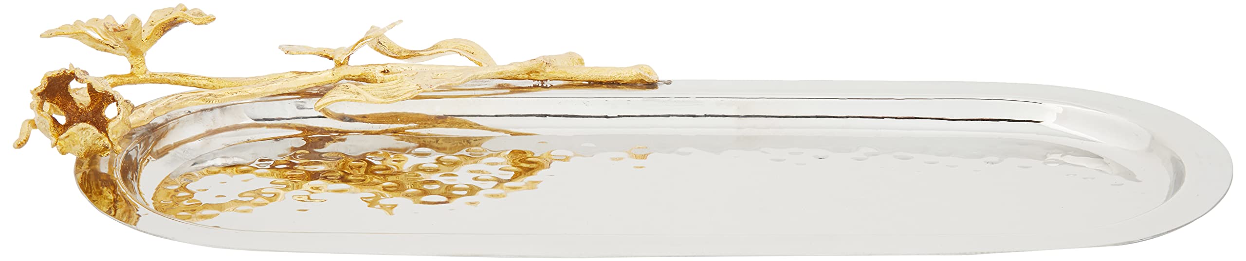 Elegance Butterfly Oval Serving Tray, 15''X6'', Silver/Gold