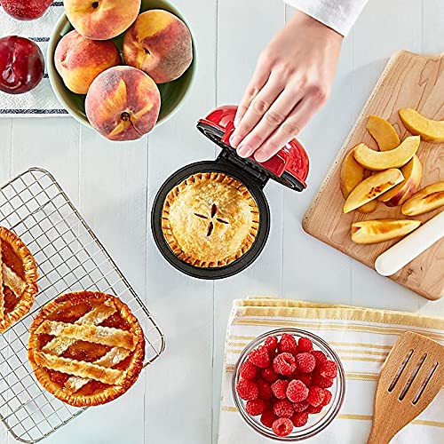 DASH Mini Pie Maker, Metal, Model DPIE100GBRD04, Red, Compact Kitchen Appliance for Delicious Individual Pies
