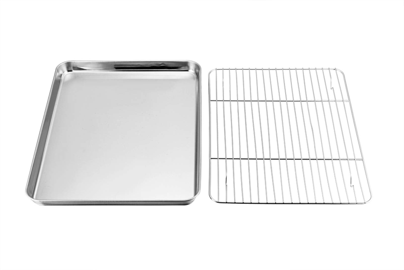 Teamfar Baking Sheet With Rack Set, Stainless Steel Baking Pan Tray Cookie Sheet With Cooling Rack, Non Toxic & Healthy, Easy Cl