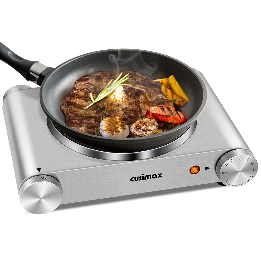 Hot Plate, Cusimax Electric Burner 1500W Hot Plate Cooking Single Burner Electric Stove With Heat-Up In Seconds Adjustable Tempe