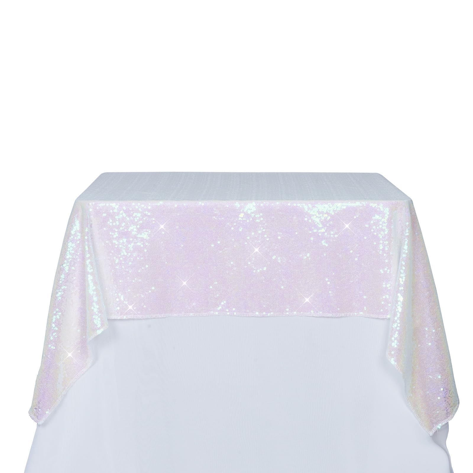 PartyDelight Sequin Tablecloth Sequin Table Overlay Square 50x 50 Iridescent