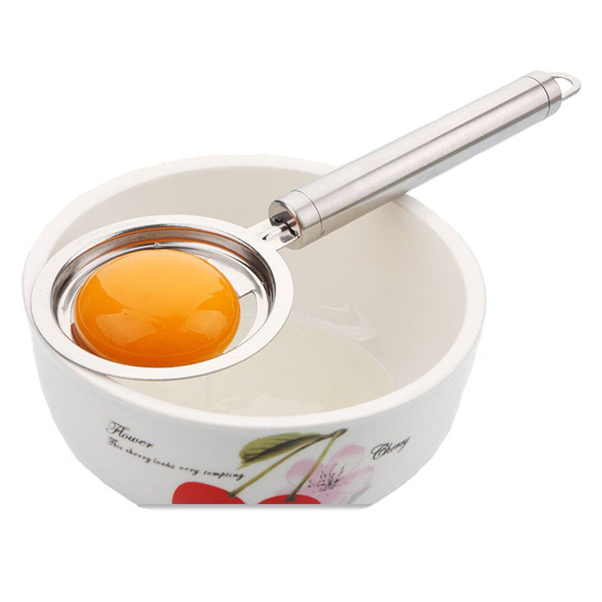 Egg Separator, Stainless Eggs Yolk White Separators Long Handle, Silver