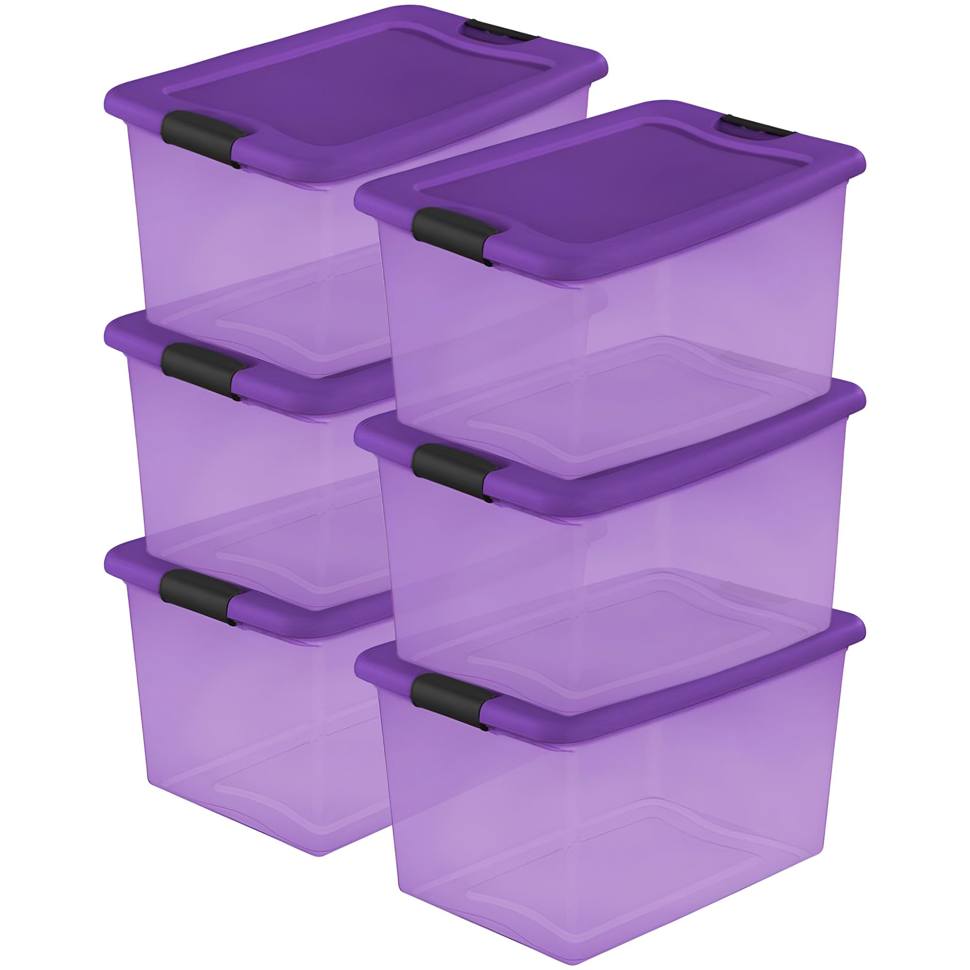 Sterilite Latching Storage Box, Stackable Bin, 64 Quart, 6Pack