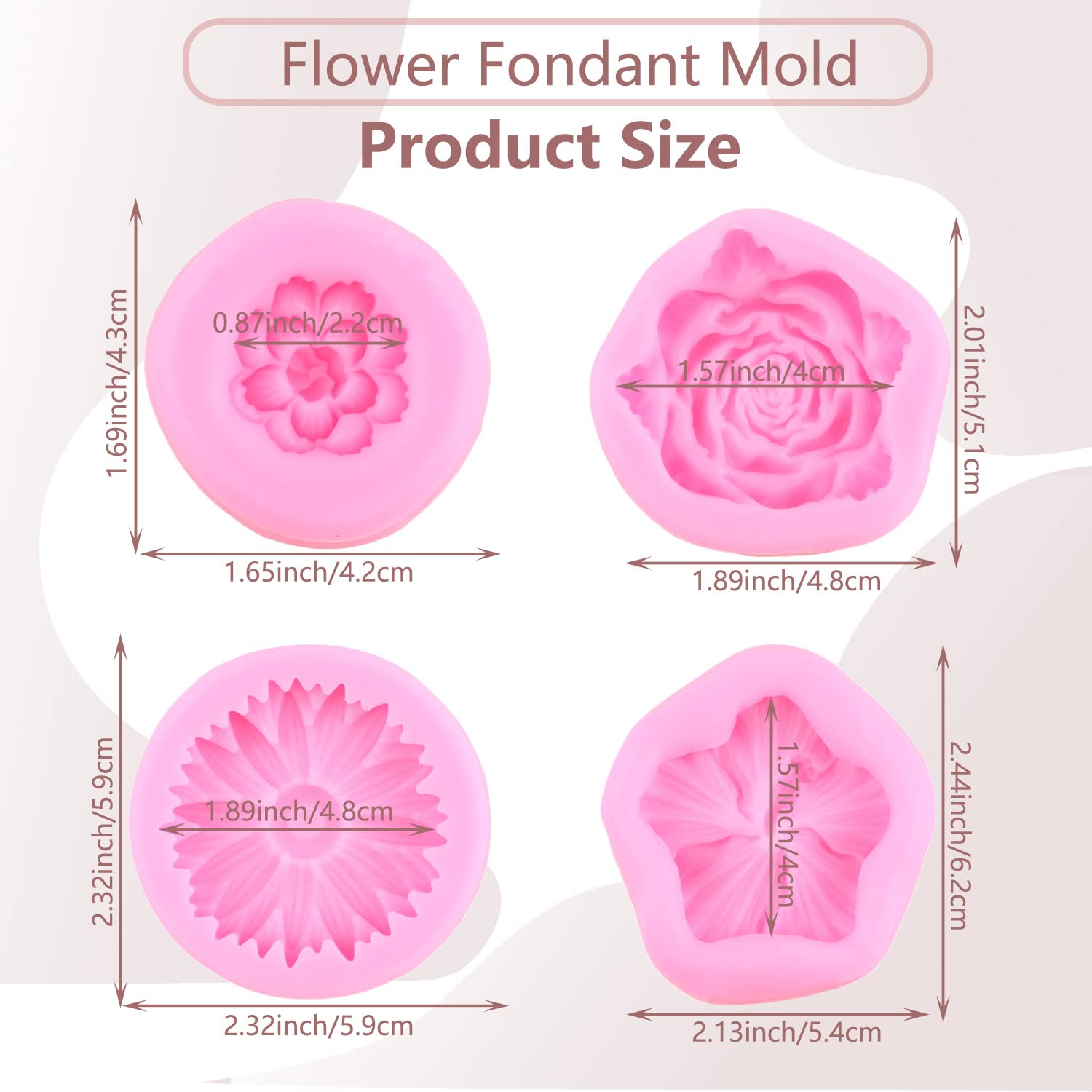 Miyahouse Flower Blossom Silicone Mold Hibiscus Orchid Flower Fondant Molds Chrysanthemum Flower Mold Cherry Blossoms Molds For